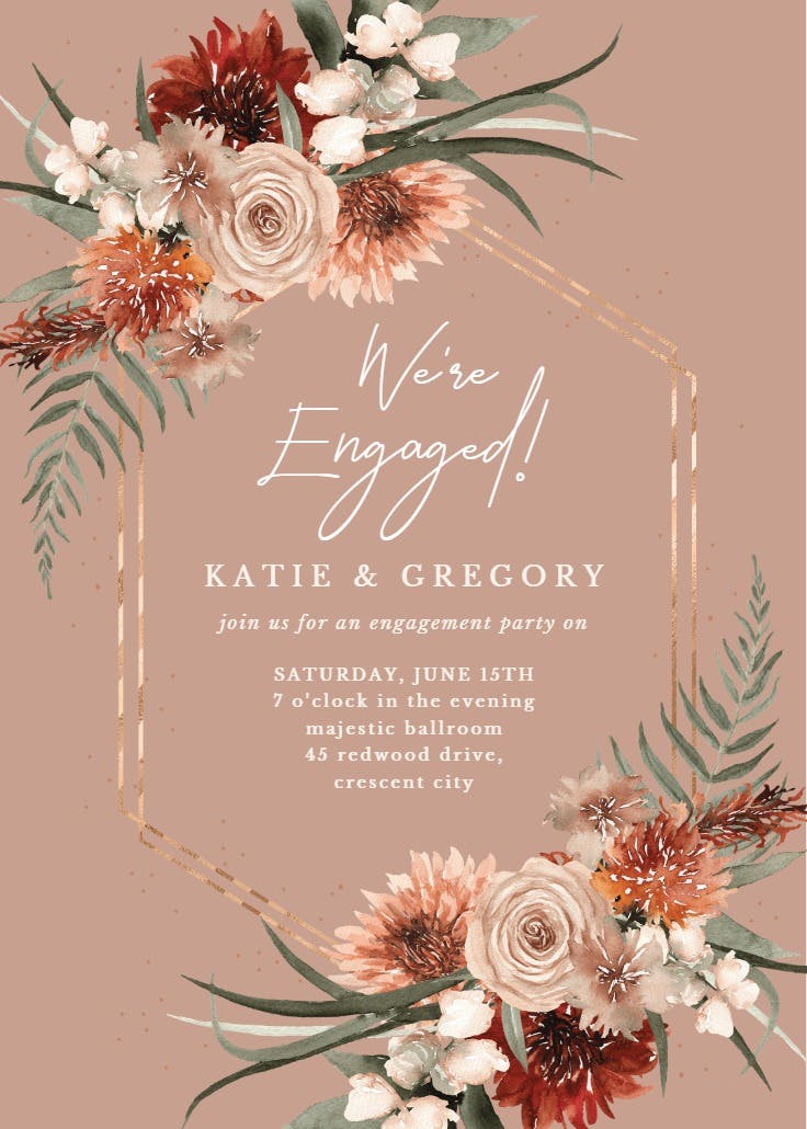 Terracotta frame - engagement party invitation